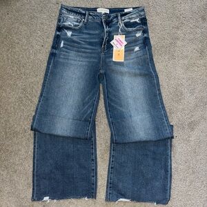 Trendy Wide Leg Distressed Jeans